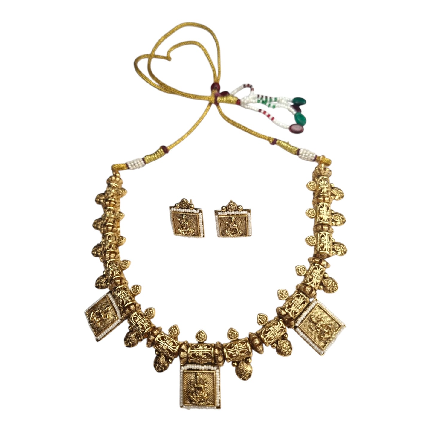 Traditional Antique Gold Lakshmi Temple Jewellery Set