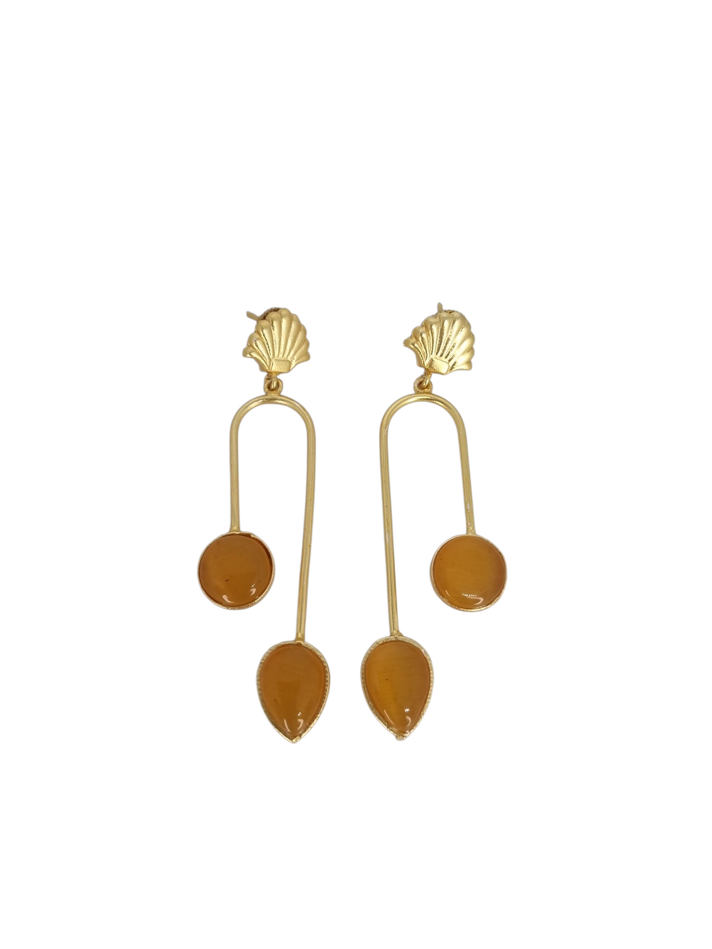 Bold Black Drop Earrings with Shell Stud – Statement Minimalist Jewellery by Sajobhi