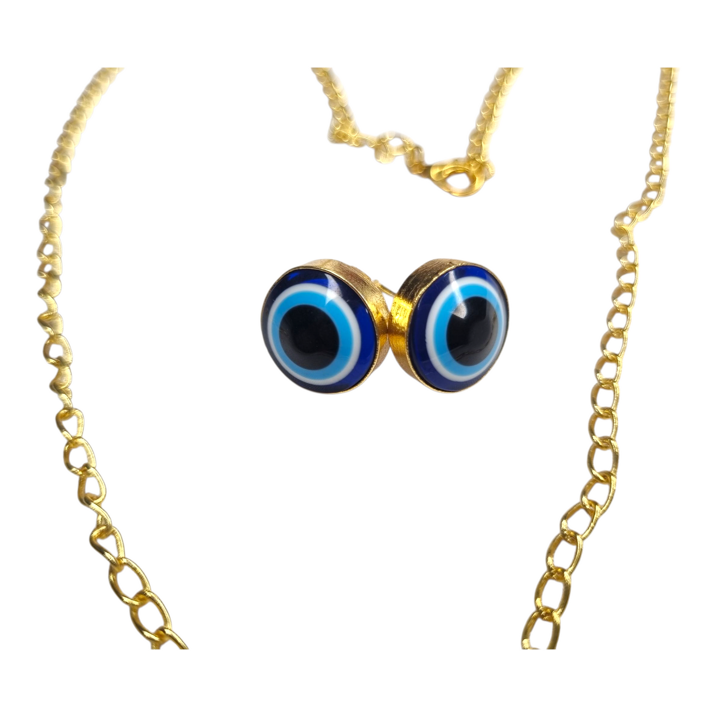 Gold Chain Evil Eye Pendant Necklace – Blue Nazar Protection Amulet Jewelry