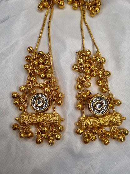 SAJOBHI KASHMIRI TRADITIONAL LONG EARRINGS - Gold Plated Jhumka & Pearl Drops