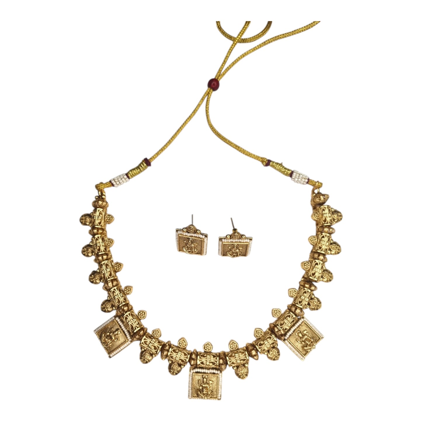 Traditional Antique Gold Lakshmi Temple Jewellery Set