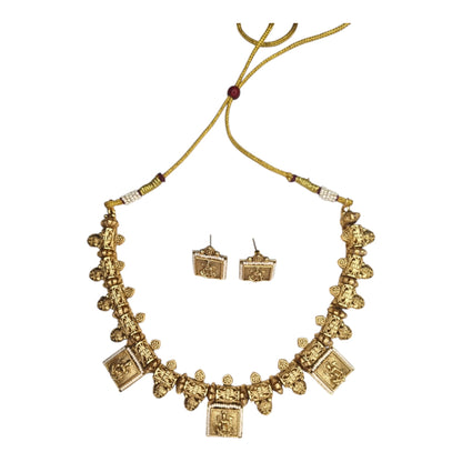 Traditional Antique Gold Lakshmi Temple Jewellery Set
