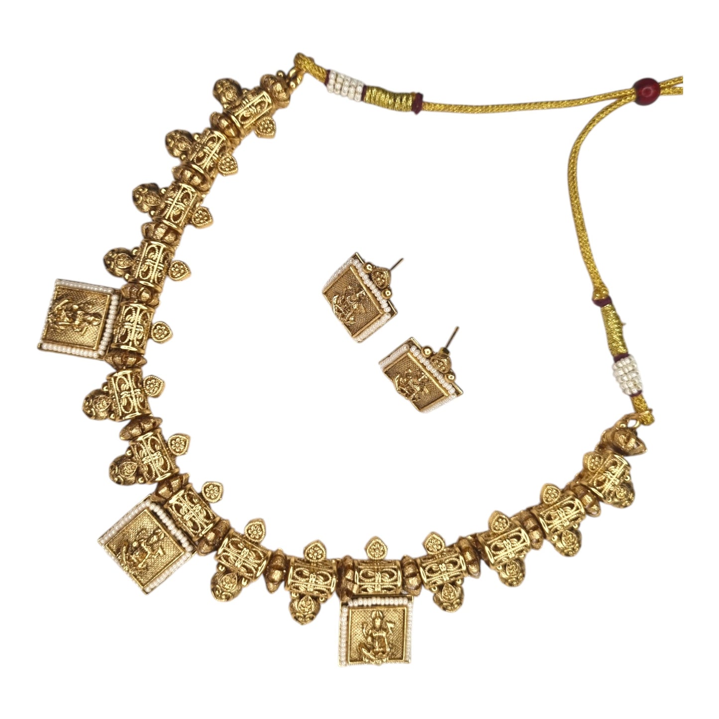 Traditional Antique Gold Lakshmi Temple Jewellery Set