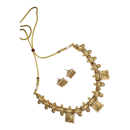 Traditional Antique Gold Lakshmi Temple Jewellery Set
