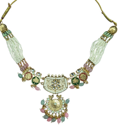 Mehreen Enamel Kundan Beaded Necklace Set