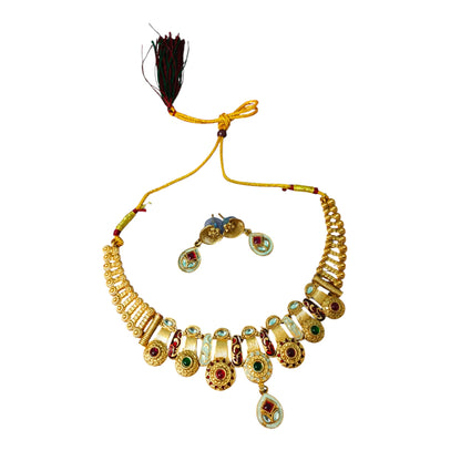 Sajobhi's Royal Multicolor Kundan Polki Necklace Set