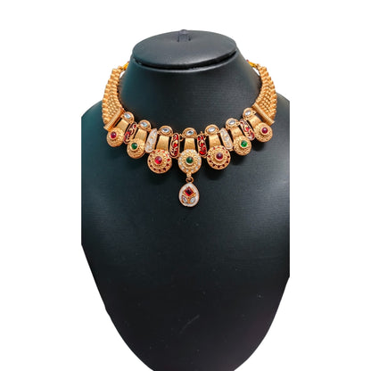 Sajobhi's Royal Multicolor Kundan Polki Necklace Set