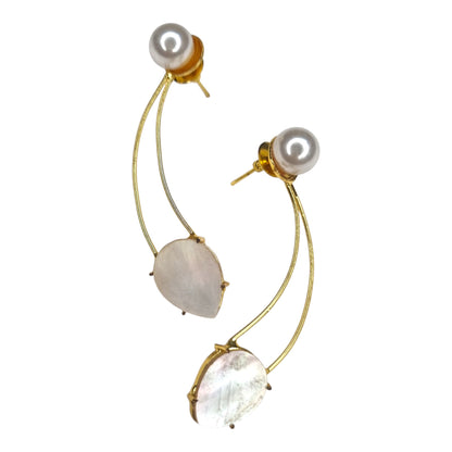 Pearl & Mother-of-Pearl Gold Ear Climbers | Elegant Arch Ear Cuffs
