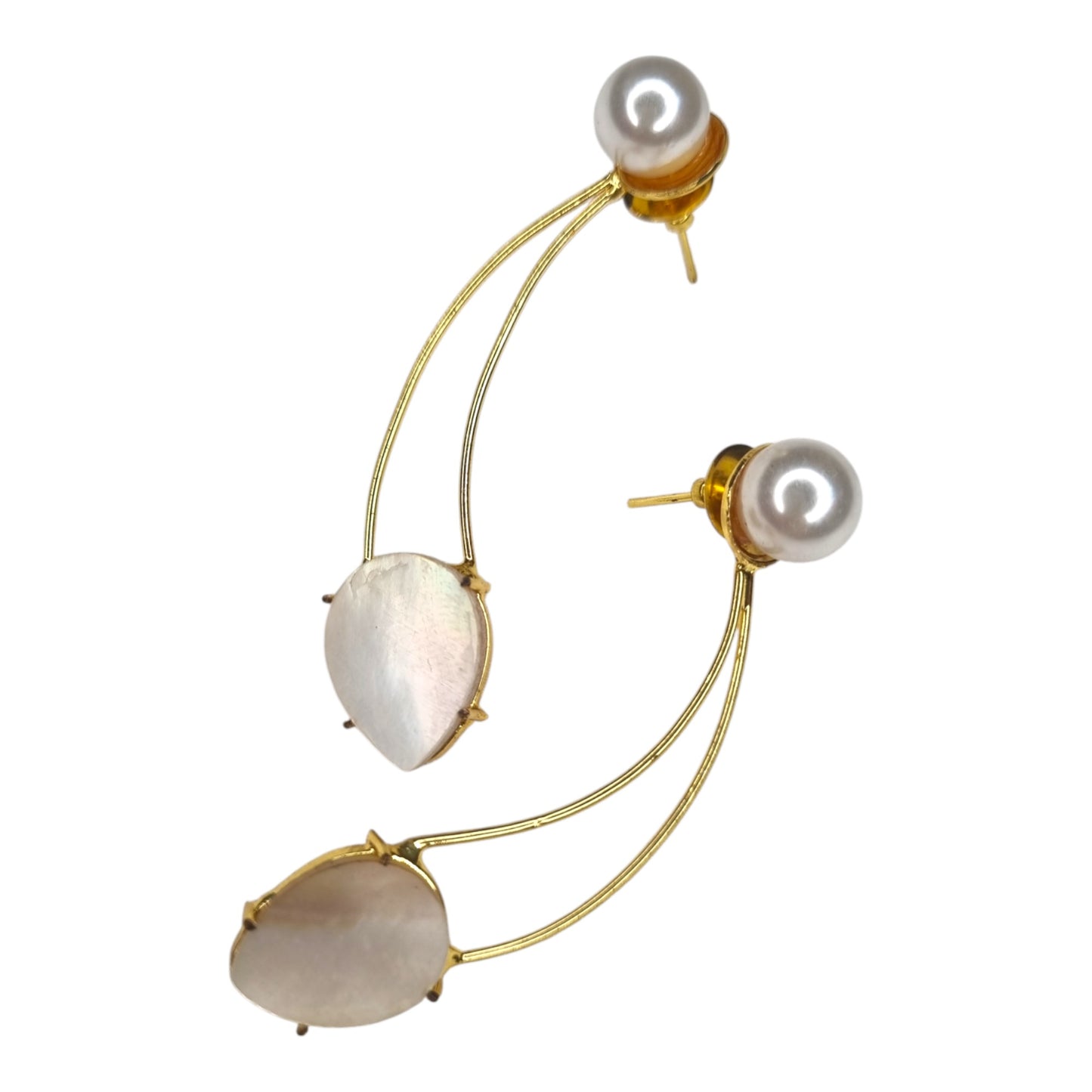 Pearl & Mother-of-Pearl Gold Ear Climbers | Elegant Arch Ear Cuffs