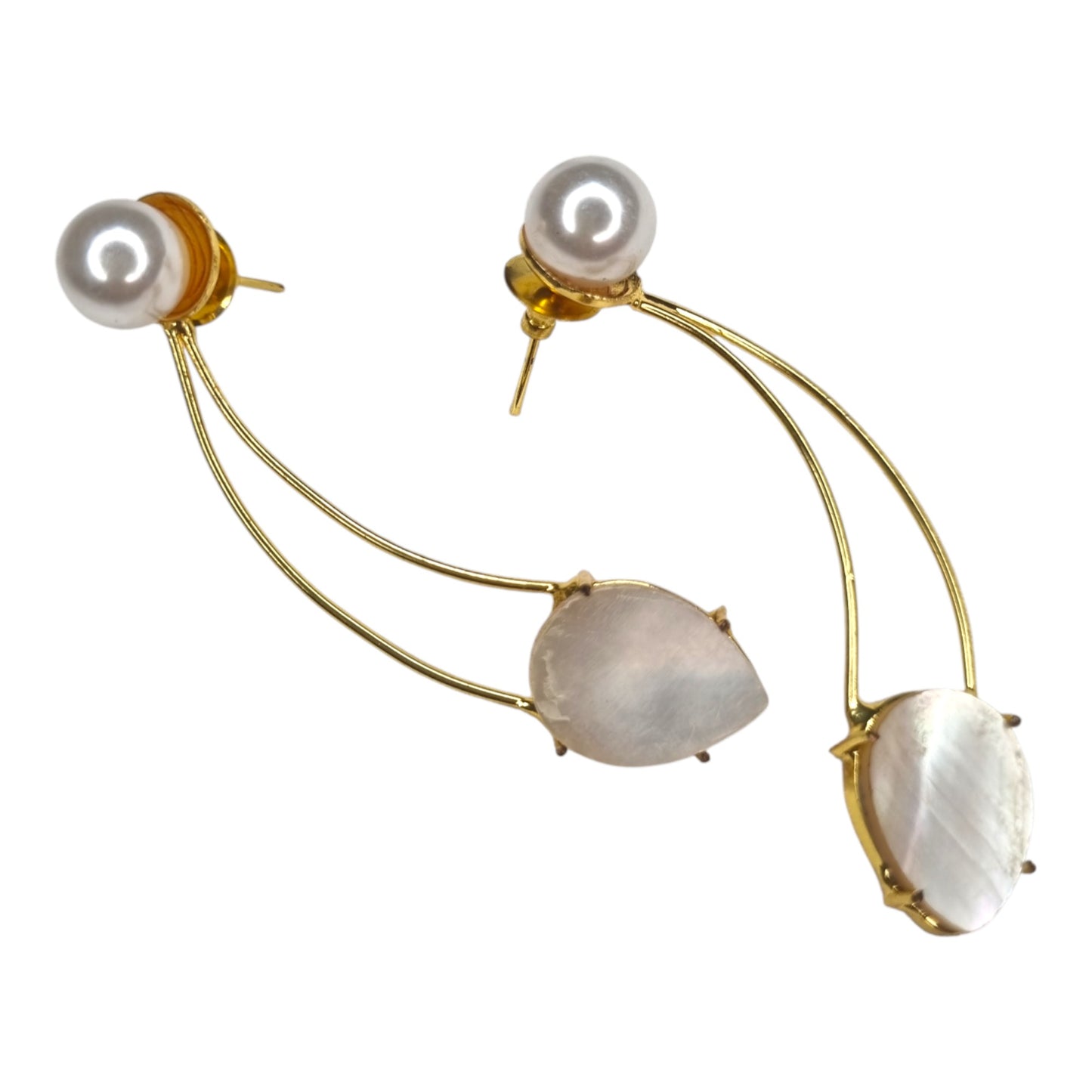 Pearl & Mother-of-Pearl Gold Ear Climbers | Elegant Arch Ear Cuffs