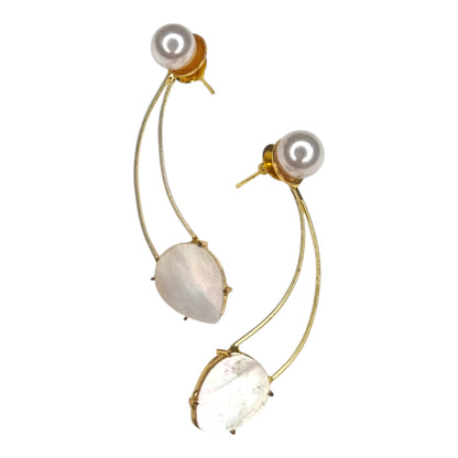 Pearl & Mother-of-Pearl Gold Ear Climbers | Elegant Arch Ear Cuffs