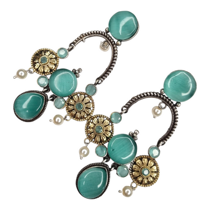 Floral Motif Brass Chandbali Earrings