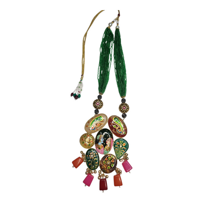 Hand-Painted Meenakari Pendant Necklace – Traditional Rajasthani Ethnic Jewelry for Women