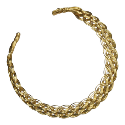 SAJOBHI Brass Hasli Necklace Traditional Braided Design, Gold-Toned