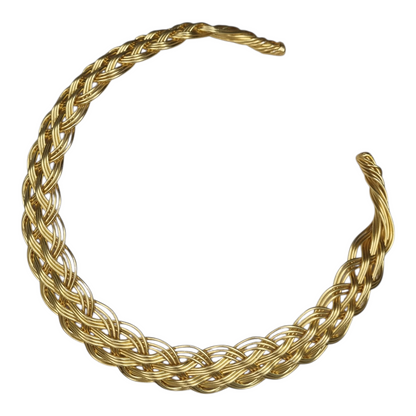 SAJOBHI Brass Hasli Necklace Traditional Braided Design, Gold-Toned