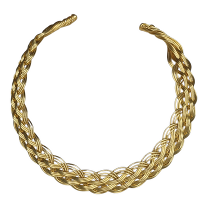 SAJOBHI Brass Hasli Necklace Traditional Braided Design, Gold-Toned