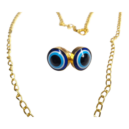 Gold Chain Evil Eye Pendant Necklace – Blue Nazar Protection Amulet Jewelry