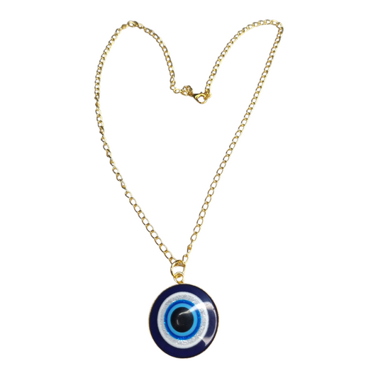 Gold Chain Evil Eye Pendant Necklace – Blue Nazar Protection Amulet Jewelry