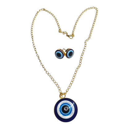 Gold Chain Evil Eye Pendant Necklace – Blue Nazar Protection Amulet Jewelry