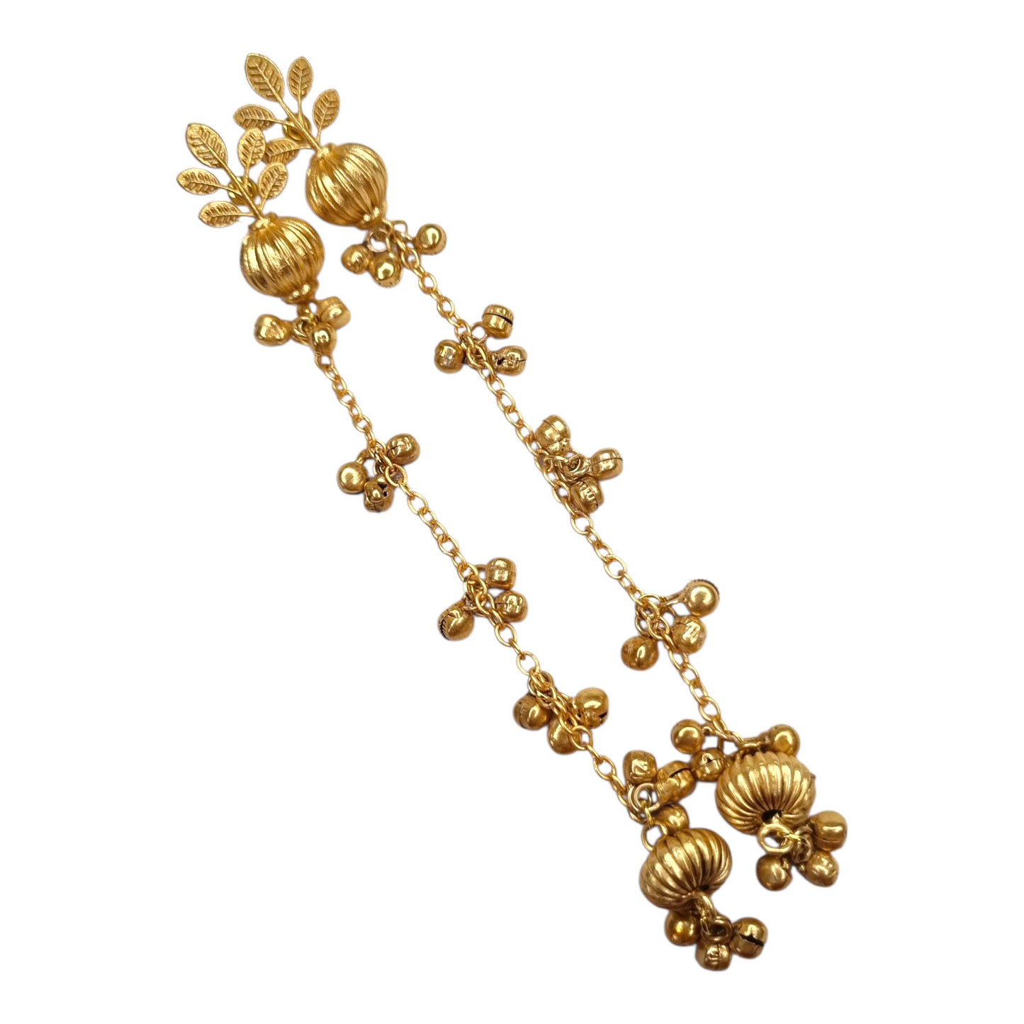 Kashmiri Earrings for Women | Traditional Brass Long Drop Earrings with Floral Design | Ethnic Indian Jewelry for Weddings & Festive Wear