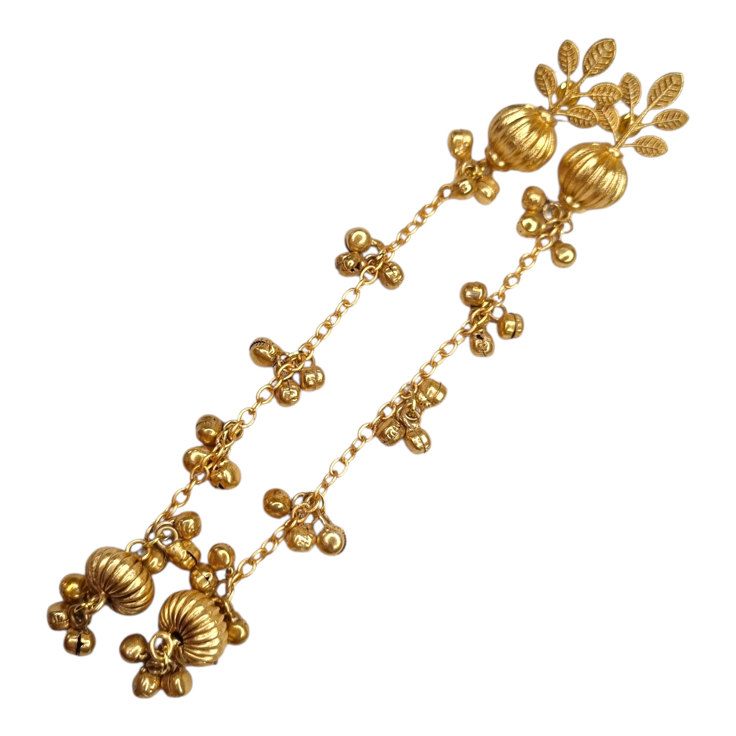 Kashmiri Earrings for Women | Traditional Brass Long Drop Earrings with Floral Design | Ethnic Indian Jewelry for Weddings & Festive Wear