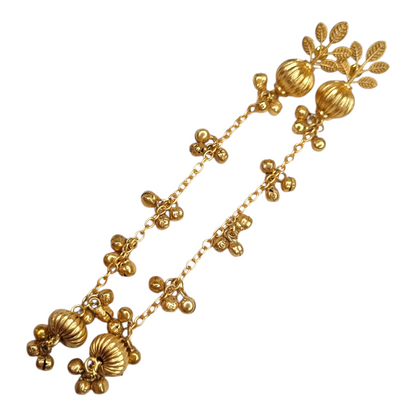 Kashmiri Earrings for Women | Traditional Brass Long Drop Earrings with Floral Design | Ethnic Indian Jewelry for Weddings & Festive Wear