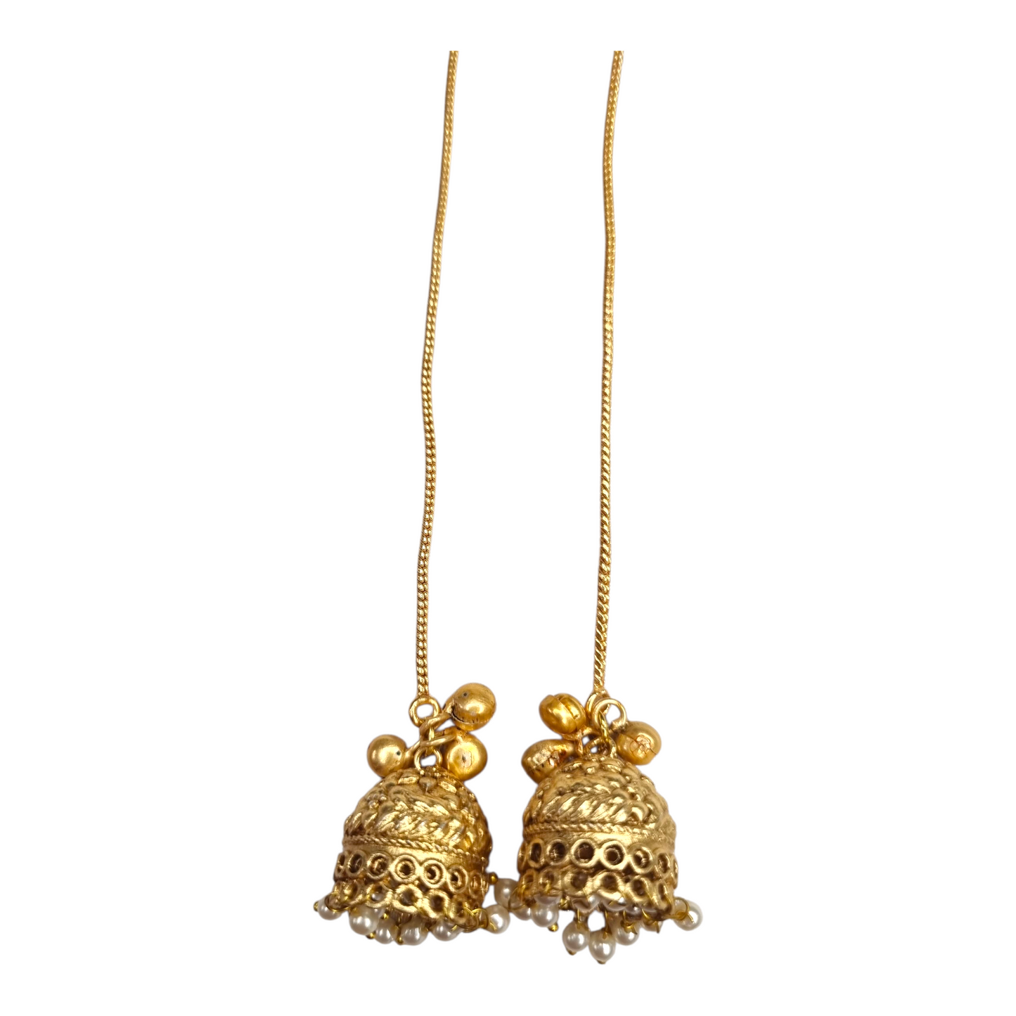 Kashmiri Jhumka Earrings for Women | Long Drop Earrings with Floral Top & Pearl Detailing | Traditional Brass Ethnic Jewelry for Weddings & Festivals