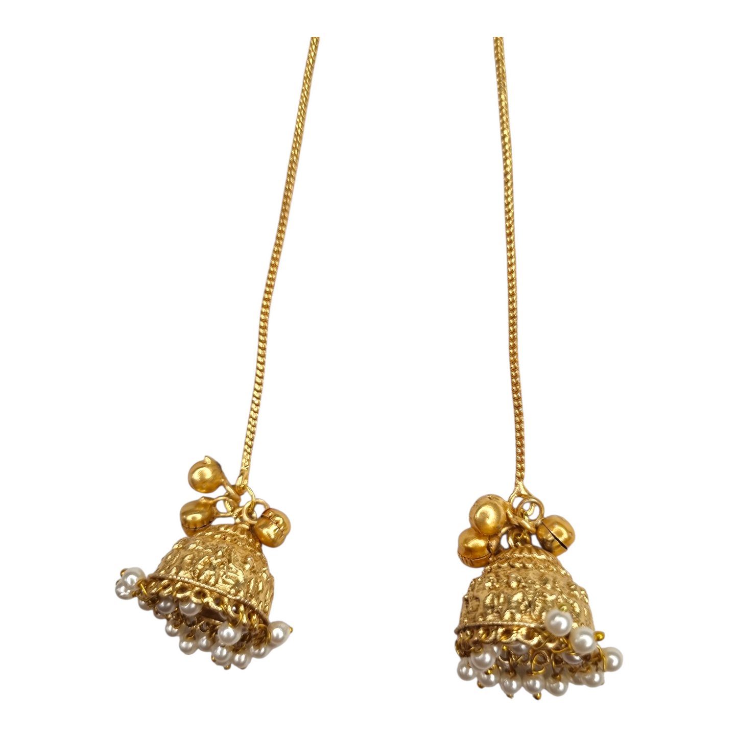 Kashmiri Jhumka Earrings for Women | Long Drop Earrings with Floral Top & Pearl Detailing | Traditional Brass Ethnic Jewelry for Weddings & Festivals